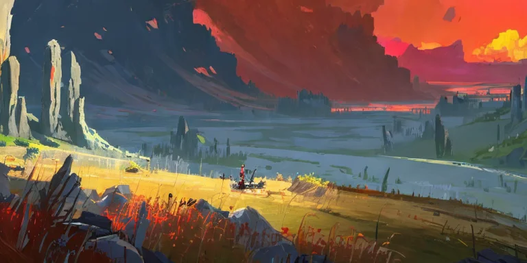 A Beautiful Vista Of A Wide Open Savannah With Spire Rocks A...