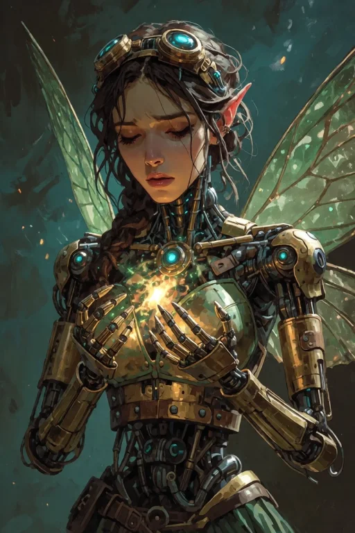 Desperate, Robotic, Woman, Cyber, Steampunk, Faery, Glow, We...