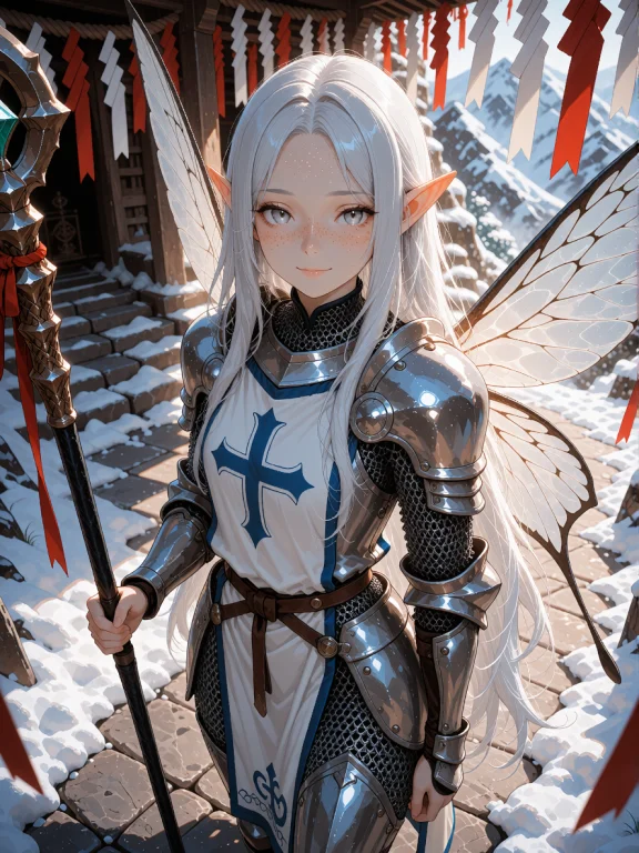 An Adult Fairy With Long Silver Hair Cascading Past Her Wais...
