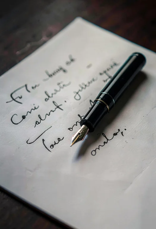 A Fountain Pen Resting On An Unfinished Letter, Low Key Ligh...
