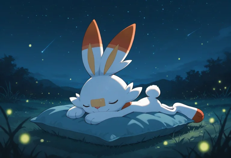 Scorbunny, Pokemon, Full Body, Closed Eyes, Outdoors, Sky, L...