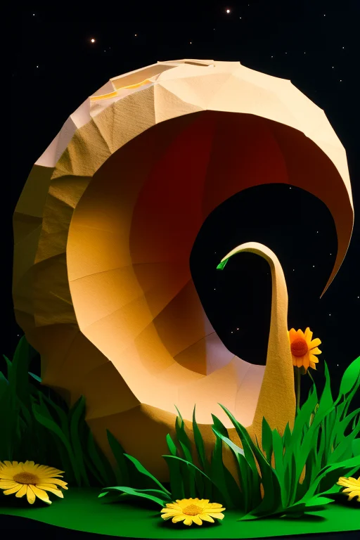A Beautiful Rz-shear Art Of A Giant Snail With Its Mouth Ope...