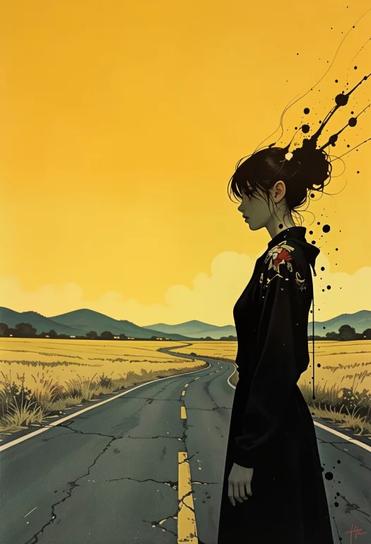Portrait-oriented, Tall Cinematic Painting Of A Lonely Windi...