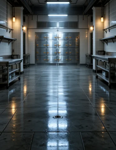 H3llr4is3r, Photorealistic Empty Institutional Morgue In The... — SDXL AI Prompt: h3llr4is3r, photorealistic empty institutional morgue in the established dark go...