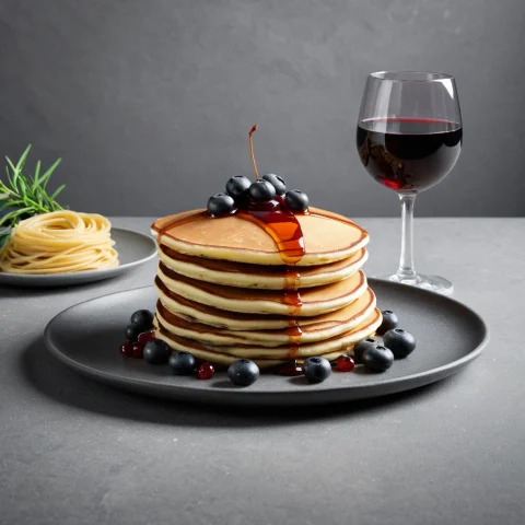 Foodstonezen, Product Photography Of A Stack Of Pancakes, On... — SDXL AI Prompt: foodstonezen, product photography of a stack of pancakes, On smooth grey zen sto...