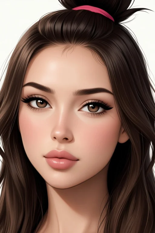 Woman Face Closeup, Topknot, Natural Look, Premier Quality,...