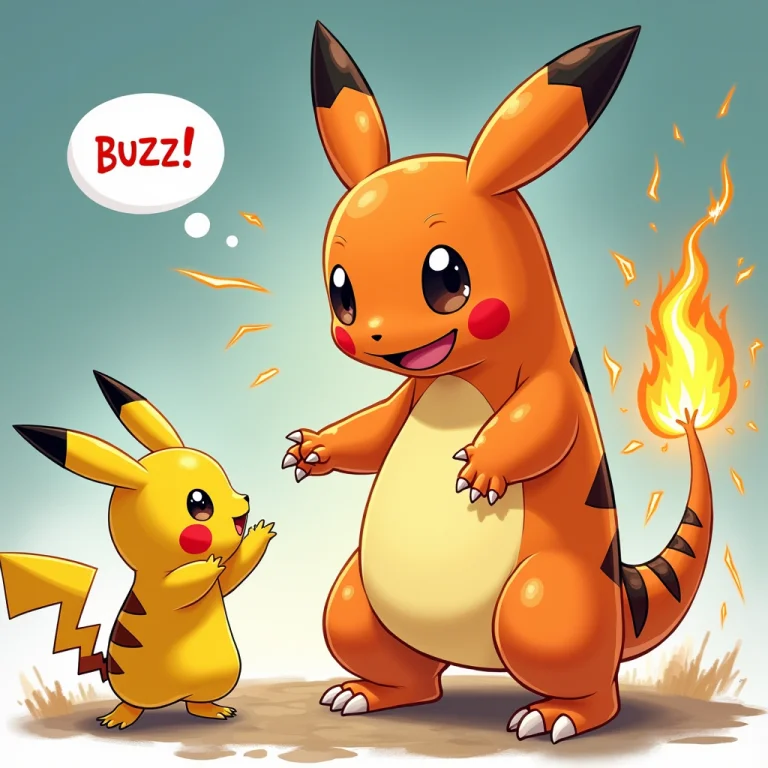 Detailed Illustration Of Young Pikachu Looking At Chanrmande...