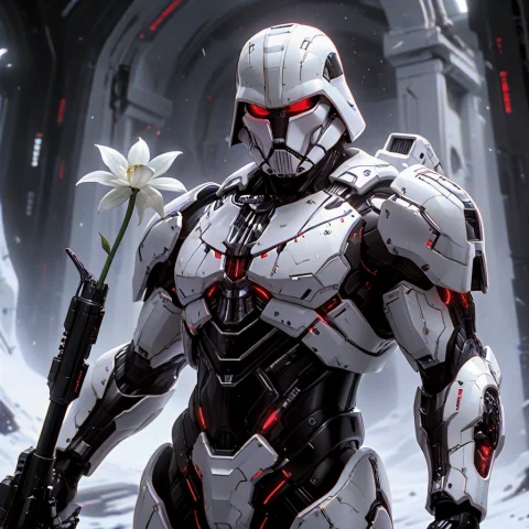 Whiteember, Masterpiece, Ultra Detailed, Vader In White Armo... — SDXL AI Prompt: WhiteEmber, masterpiece, ultra detailed, Vader in white armor, holding a white f...