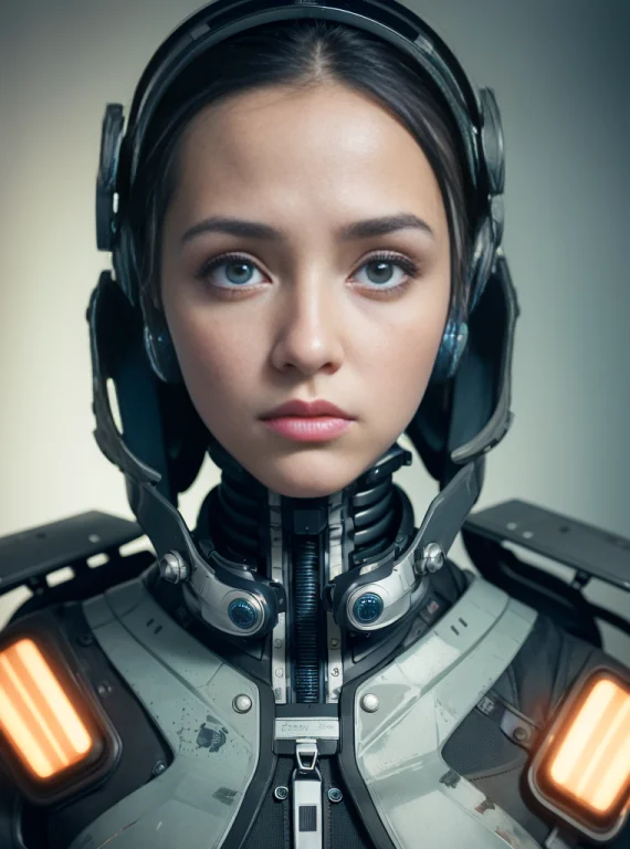 A Robo-girl With Head Braid Apocalypse Atmosphere In The Bac...