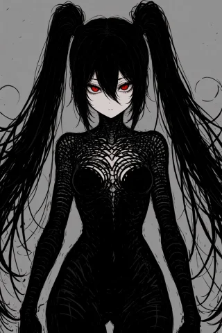 1girl, Kuro, Xibalba, Black Hair, Long Hair, Twintails, Blac... — Stable Diffusion AI Prompt: 1girl, kuro, XIBALBA, black hair, long hair, twintails, black eyes, black dress