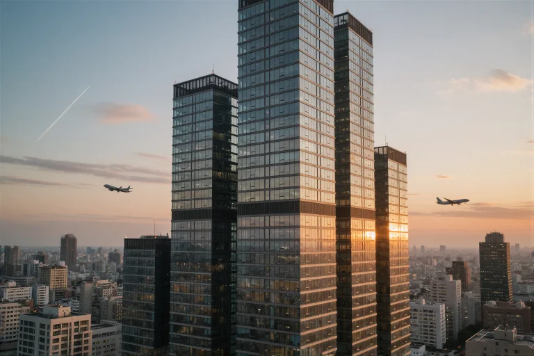 A Massive Skyscraper Cluster Rises From A Dense City Center,...