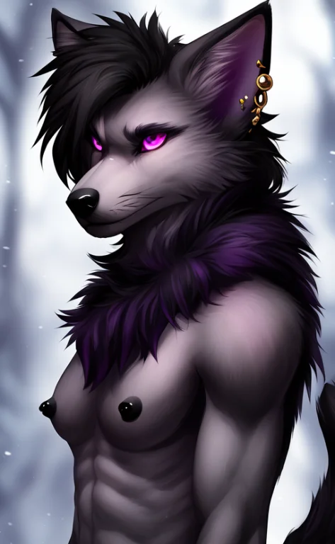 , Solo, Anthro, Hair, Canid, Mammal, Canine, Fur, Black Nose...