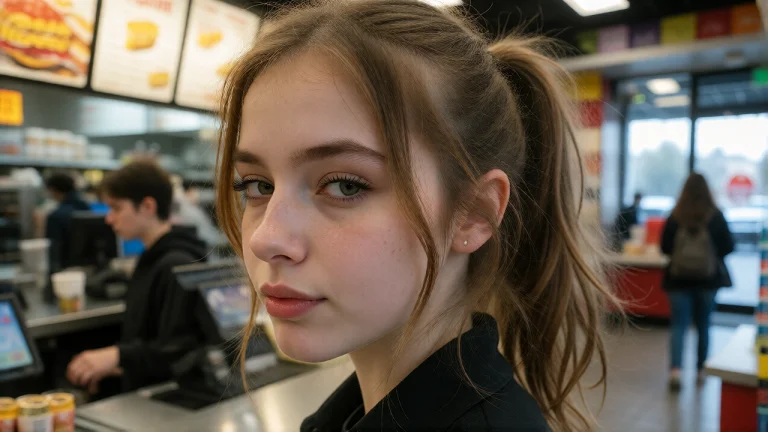 A Facial Profile Shot Of An Extremely Cute 20 Year Old Woman...