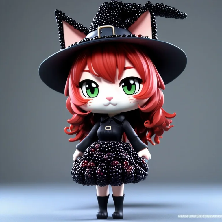 A 3d Chibi Anime Red Hair Cat Girl Wear Blackberryworld Witc...