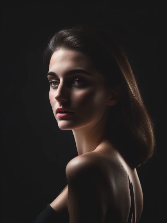 Masterpiece Portrait Of A Young Woman, Profile Pose, Sexy Pu...