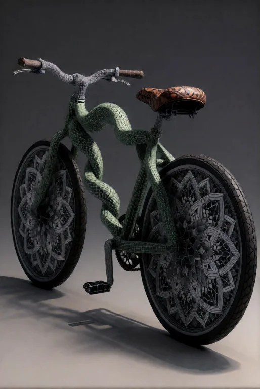 3dworld , A Bicycle Leaning Against Nothing, Frame Of Twiste...