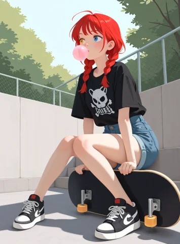 Embeddingillusp0s, G00se, No Lineart, 1girl, Red Hair, Twin... — Stable Diffusion AI Prompt: embedding:IllusP0s, g00se, no lineart, 1girl, red hair, twin braids, (heterochro...