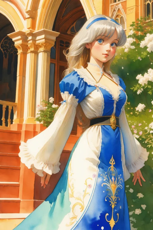 1girl, Loramisawahiroshi1 Watercolor, Art Nouveau Art By Han...