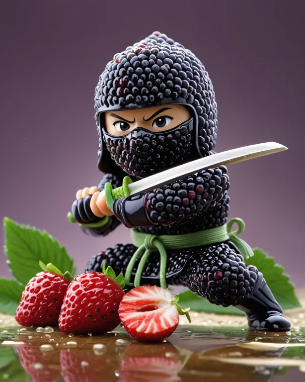Blackberryworld Ninja Slicing A Strawberry In Half With A Ka...