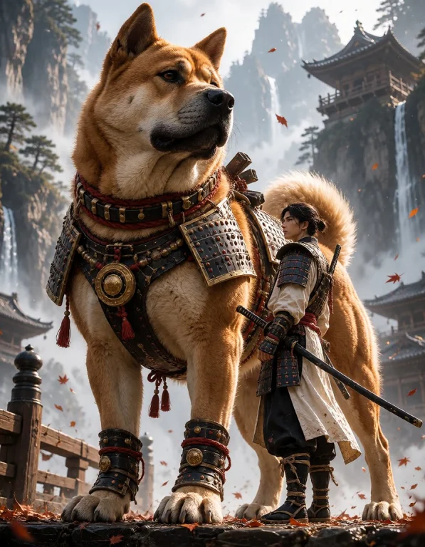 Titan Ascended ,a Gigantic Tosa Inu Standing Beside A Male R...