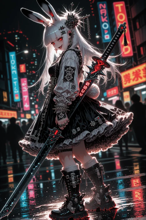 Df3mma, Weapon, White Hair, Solo, Hair Ornament,holding Swor...