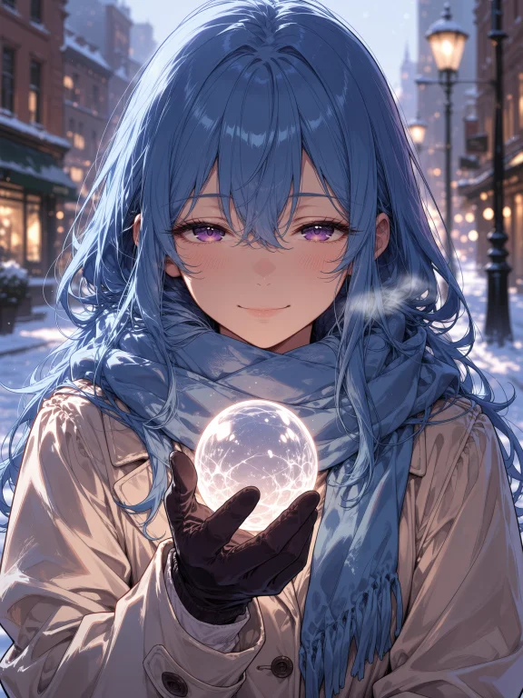 Masterpiece, Best Quality, Score9,1girl, Solo, Scarf, Blue H...