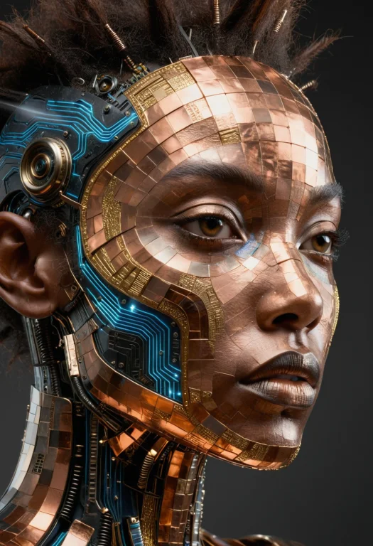 A Floor Shot Of An Ebony Black Womans Face Rendered In Biome...