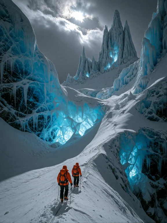 A Massive Glacial Ice Field Stretching To Every Edge Of The...