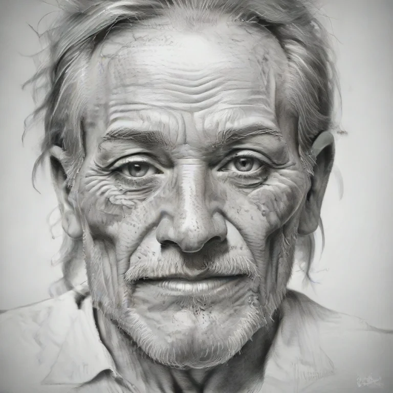 Chahamanstylepencilsketch,an Old Man Close Up Face
