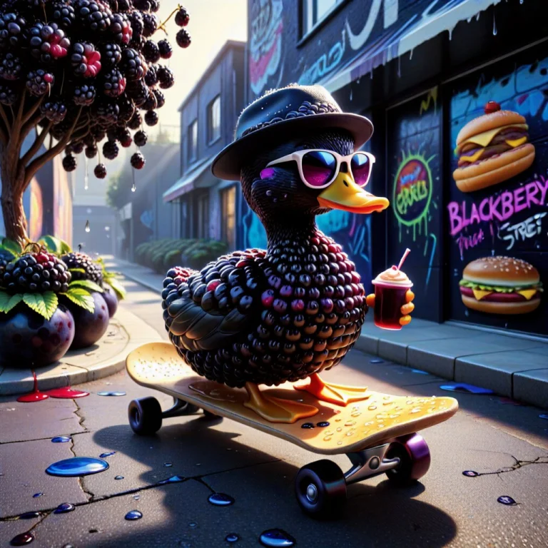 Blackberryworld. A Duck Made Of Blackberrys With Sunglasses...
