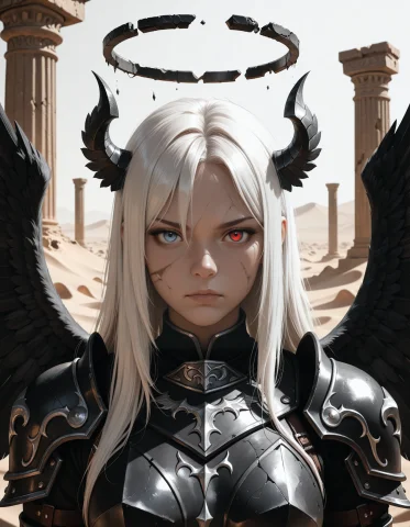 Masterpiece, Best Quality, Highres1.2, 1girl, Solo, Half Ang... — Stable Diffusion AI Prompt: (masterpiece, best quality, highres:1.2), 1girl, solo, half angel half demon, du...