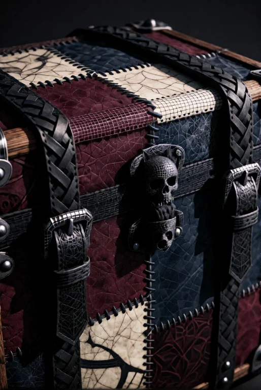 3dworld , A Steamer Trunk Wrapped In Patchwork Tattooed Leat...