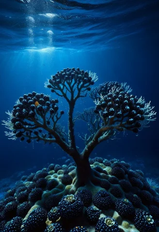 8k, Raw Digital Photo, Blackberryworld Coral Reef, Intricate... — SDXL AI Prompt: 8k, Raw digital photo, blackberryworld coral reef, intricate branching colonies,...