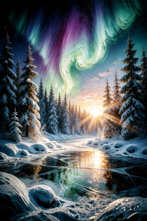 Vertical Detailed Impasto Oil Painting With Thick, Volumetri...