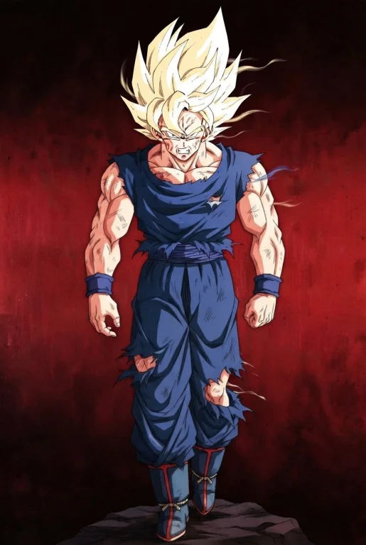 Goku Slowly Walks Forward. His Arms And Legs Move Naturally...