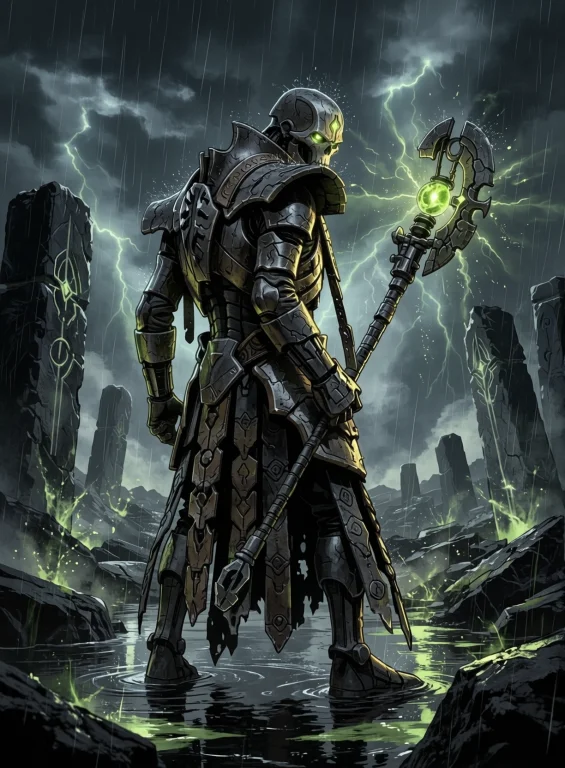 A Lone Necronoverlord Emerges From A Field Of Ruined Black S...
