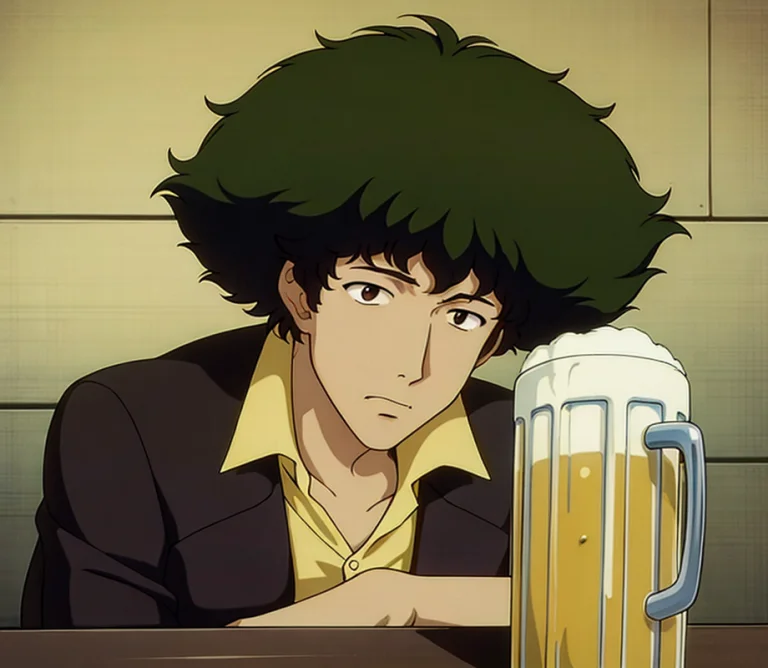 Masterpiece, Best Quality, 1boy, Spike Spiegel, Drinking Bee...