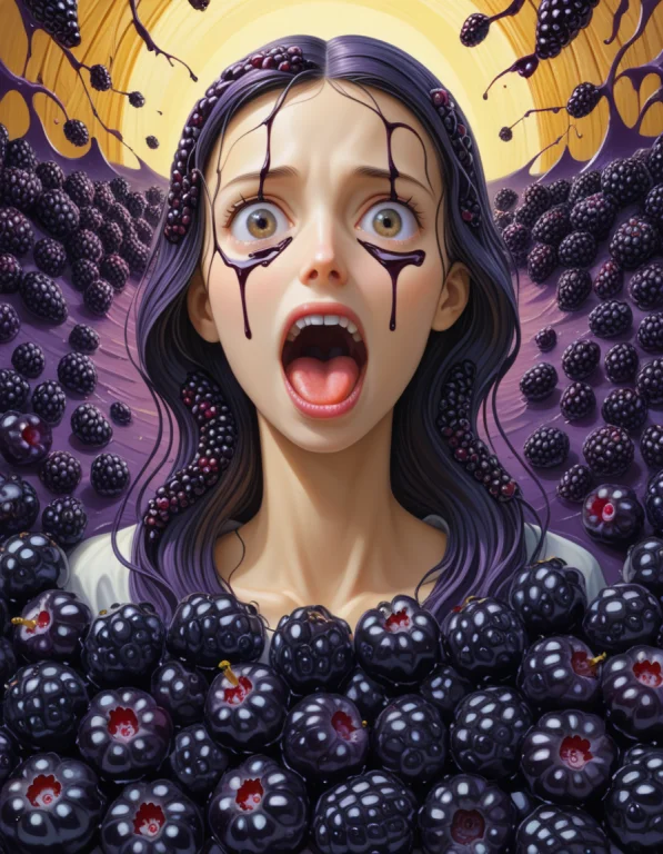 The Painting The Scream Made Of Juicy Blackberries, Blackber...