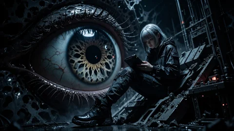 A Digital Illustration Shoot From A Low Angle About A Cyberp... — Stable Diffusion AI Prompt: A digital illustration shoot from a low angle about a cyberpunk scene featuring...