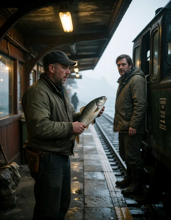 Create A Photorealistic Scene Centered On A Railway Porter O...