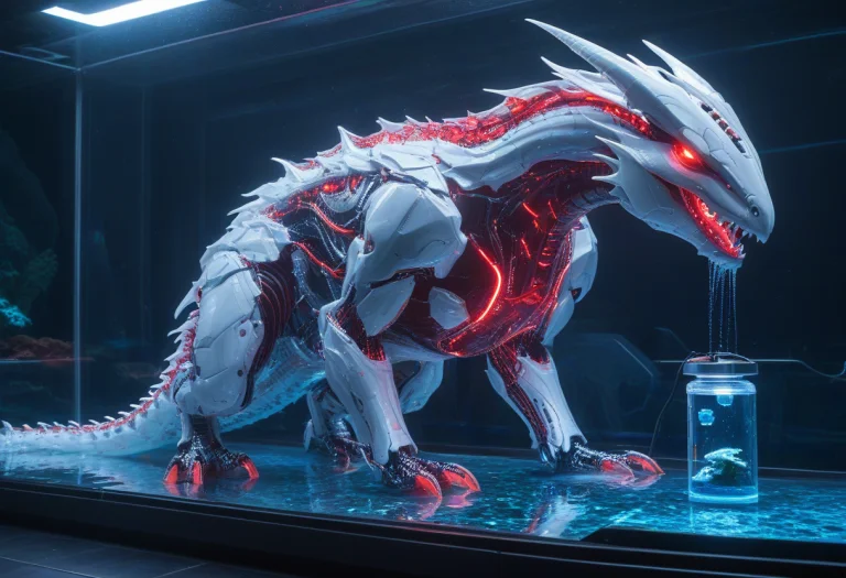 Whiteember, A Gigantic Majestic Cybernetic Dragon Working As...