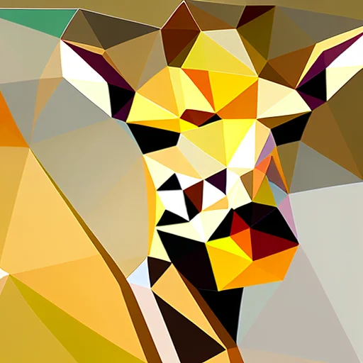 Yellow Giraffe ,triangulate, Many Triangles, Photorealistic,...