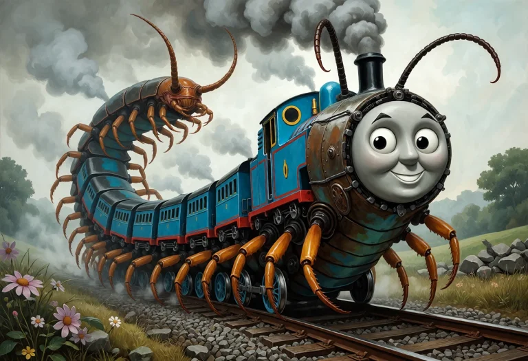 A Bizarre Surreal Fusion Of A Giant Centipede And Thomas The...