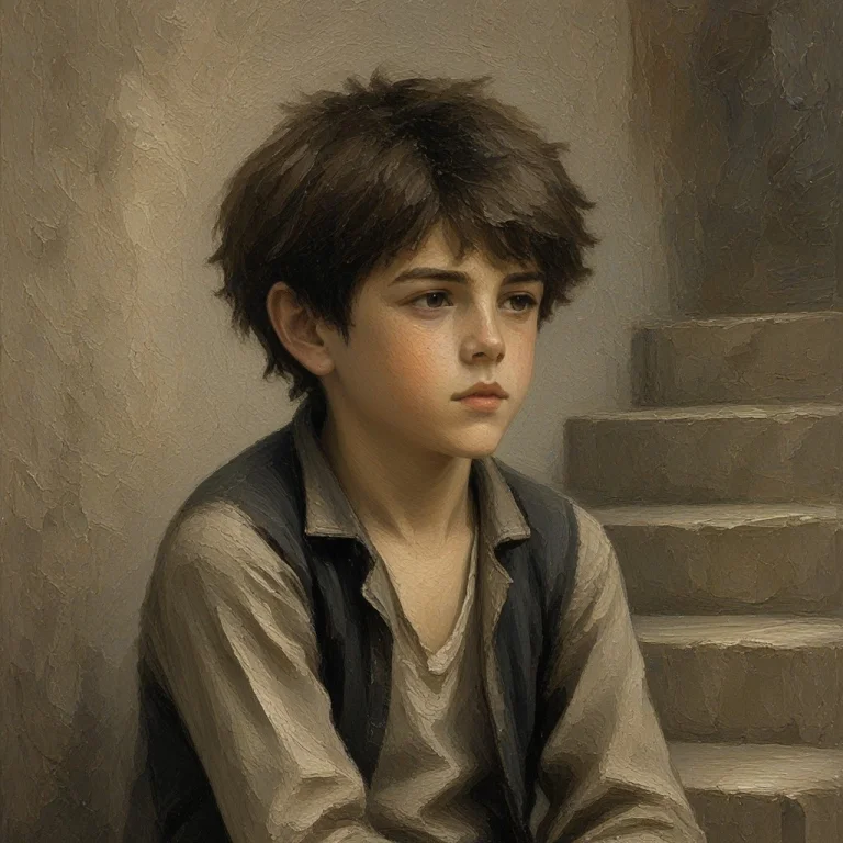Chahamanstyleoil, Boy, Sitting, Mid Shot, Steps