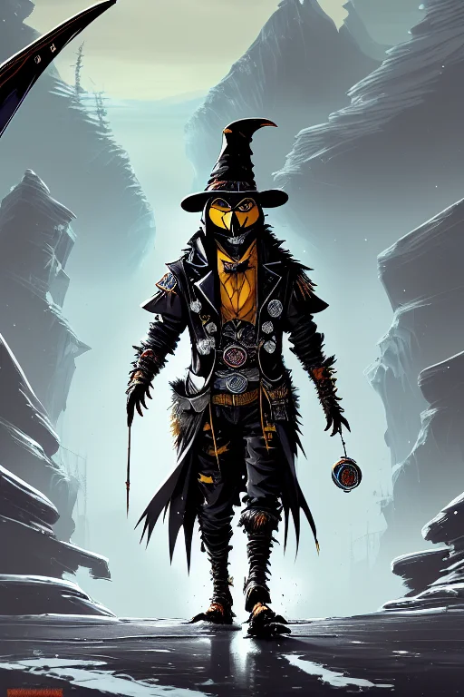 Paint Splatters, Anthropomorphic Witchdocter Penguin, Full B...