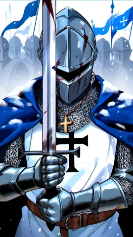Masterpiece, Best Quality, 1boy, Knight, Knight Templar, Med... — Stable Diffusion AI Prompt: masterpiece, best quality, 1boy, knight, knight templar, medieval, cross necklac...