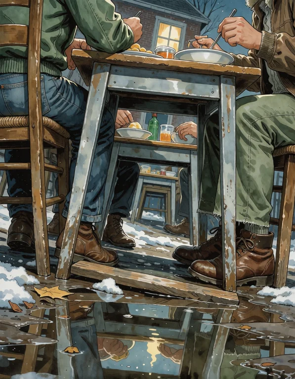Create An Original Vertical Composition Depicting A Neighbor...