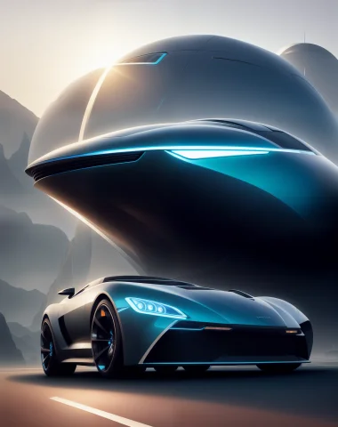 Portrait Shot Of A Futuristic Car In A Scenic Cyberpunk Envi... — Stable Diffusion AI Prompt: portrait shot of a (futuristic car) in a scenic cyberpunk environment, intricate...