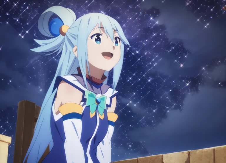 Axel Aqua, Sitting, Close-up, Looking Up, Happy Night Stars...