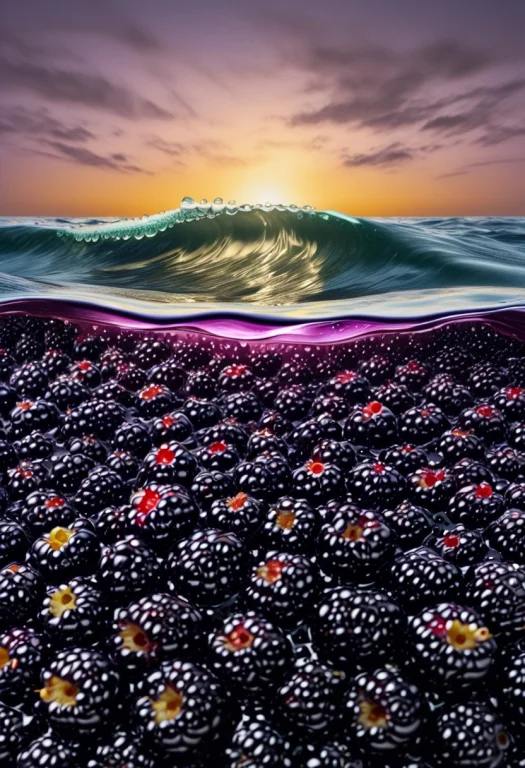 Masterpiece, Vast Blackberry Ocean, Waves Made Of Rolling Gl...